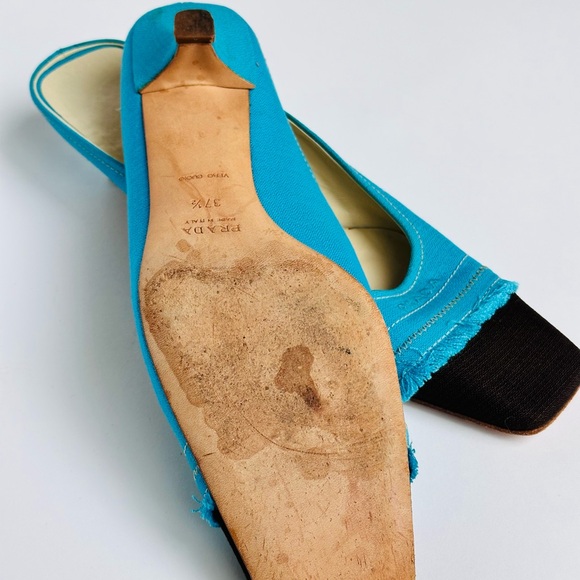 Prada Women's Turquoise and Black Mules - Picture 2 of 6